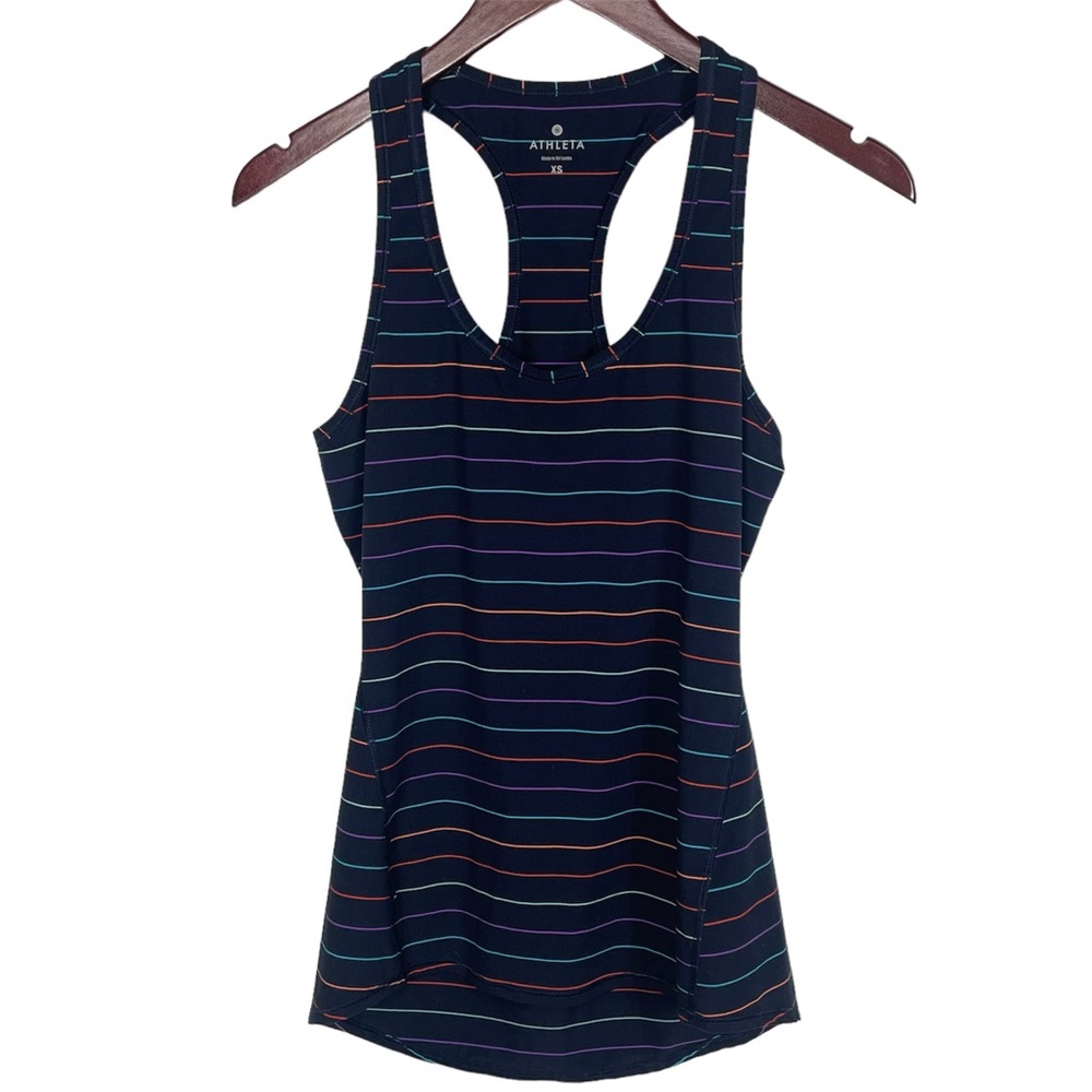 Athleta Multi-Color Striped Racerback Tank Top Size XS